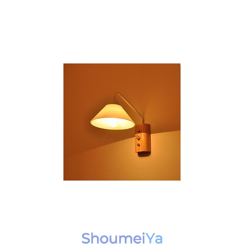 シンプルな壁掛けランプ ベッドサイドデスクランプ ガラスシェードと無垢材付き 寝室 ドレッサー リビングルーム ベビールーム 大学寮 コーヒーテーブル 本棚用