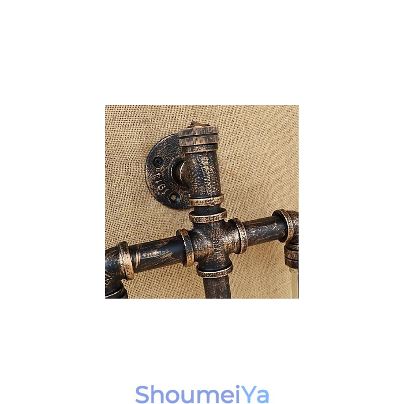 アメリカンテーマのレストランバーアイロンスイッチ付きウォーターパイプワインボトルウォールランプ透明