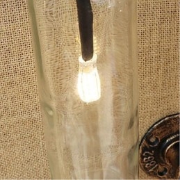 アメリカンテーマのレストランバーアイロンスイッチ付きウォーターパイプワインボトルウォールランプ透明