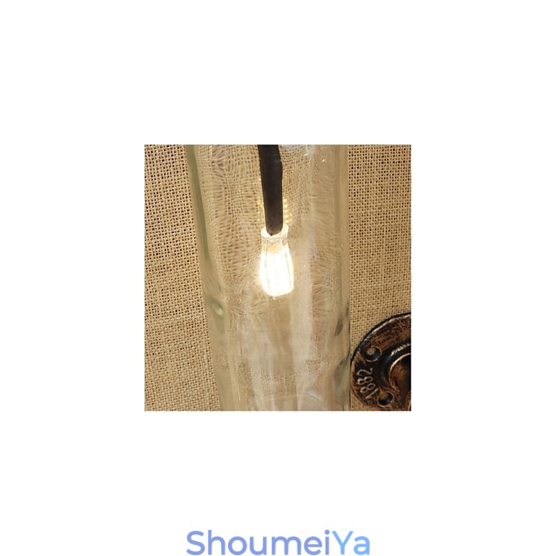 アメリカンテーマのレストランバーアイロンスイッチ付きウォーターパイプワインボトルウォールランプ透明