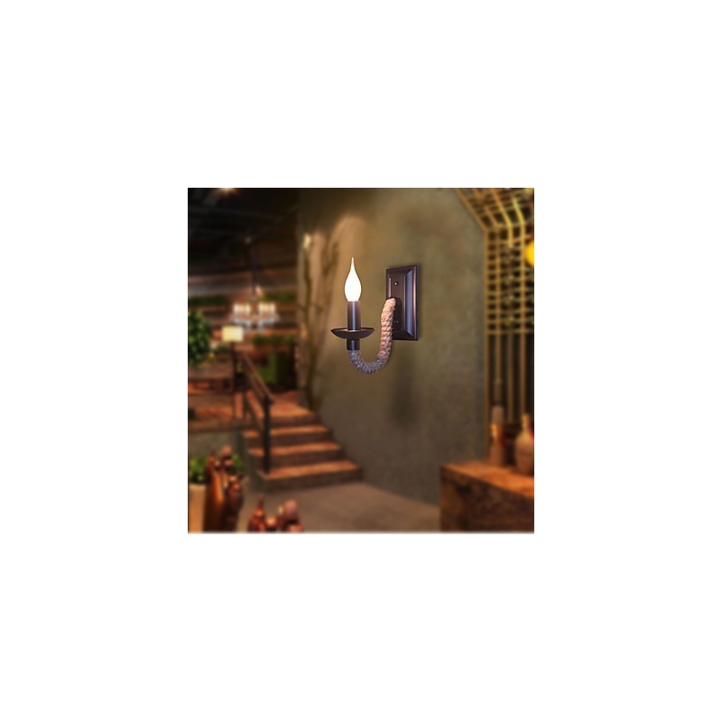 麻ロープレトロウォールランプクリエイティブな個性バーアイアンキャンドルランプ