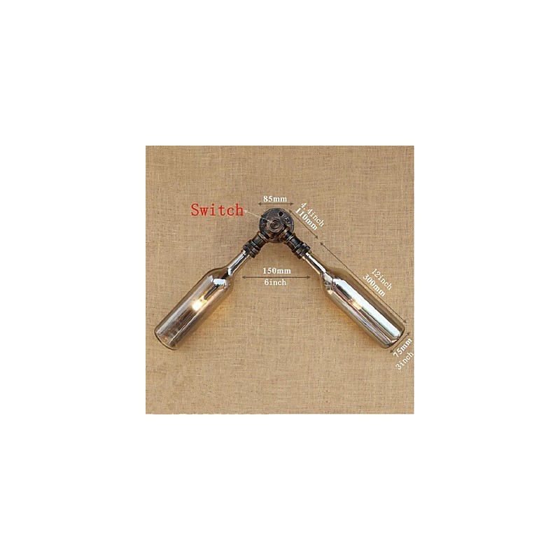 レトロアメリカンビレッジクリエイティブインダストリーウィンドデザイナーウォーターボトルウォールランプウォールライトグレー