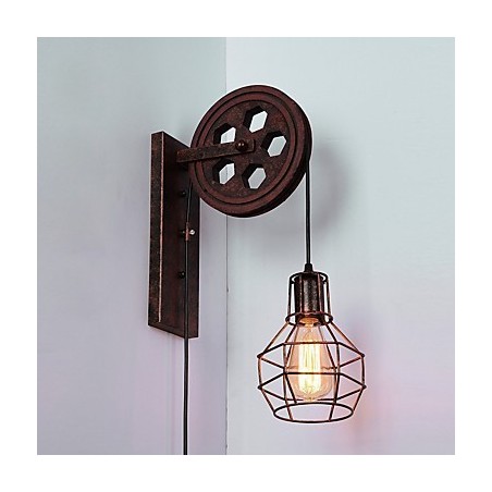 インダストリアルレトロアイアンウォールランプクリエイティブな個性リフトプーリーウォールランプ