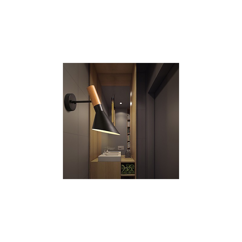 北欧風木目調メタルウォールライト リビングルーム レストラン ライト角度調節可能