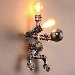ロフト ウォーターパイプ ウォールライト レトロ インダストリアル スタイル クリエイティブ ロボット デザイン メタル レストラン カフェ バー バーテーブル ウォール スコンセ