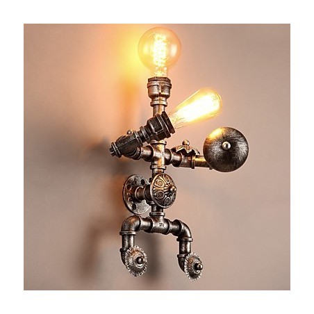 ロフト ウォーターパイプ ウォールライト レトロ インダストリアル スタイル クリエイティブ ロボット デザイン メタル レストラン カフェ バー バーテーブル ウォール スコンセ