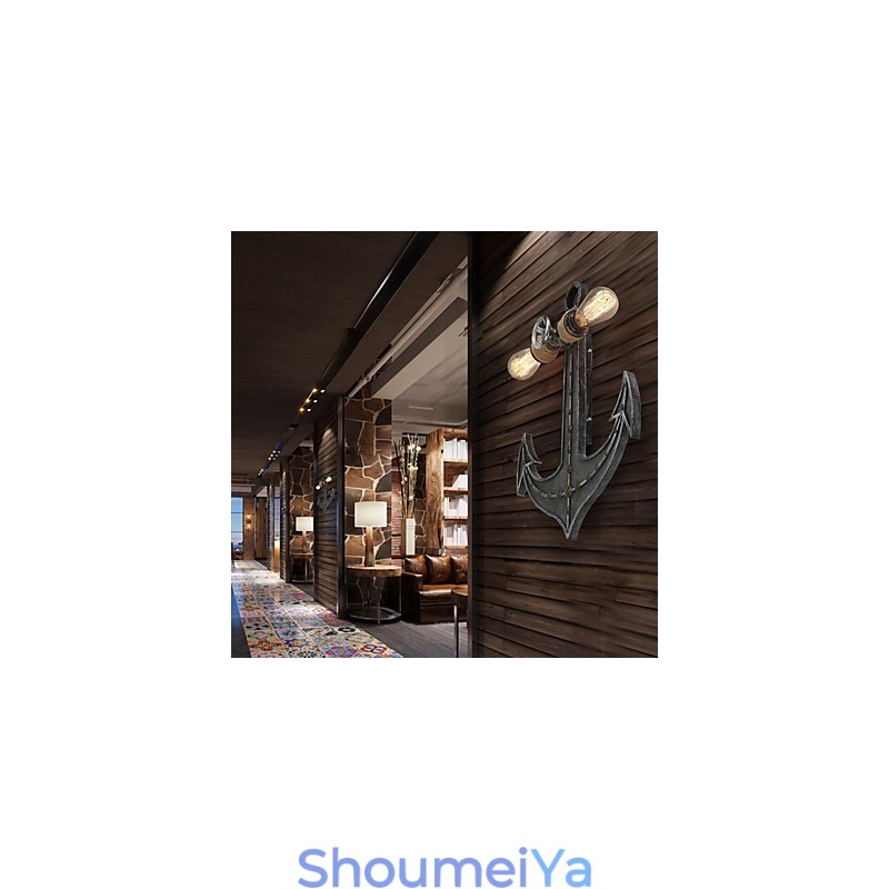 ヴィンテージ インダストリアル ウォール ライト 木製 ボート アンカー シェイプ クリエイティブ レストラン カフェ バー 装飾照明