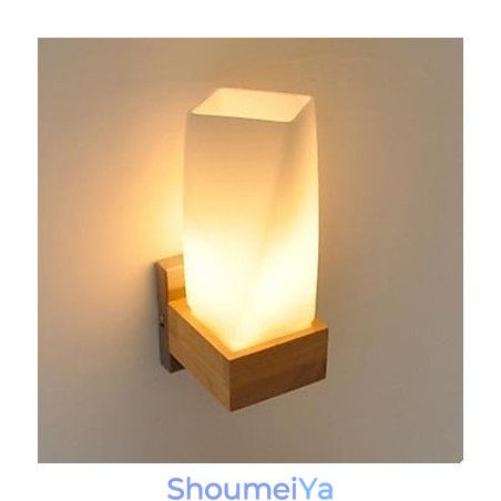 シンプルさ 北欧 木製アート リビングルーム 廊下 バルコニー ガラス 木製 壁掛けランプ 寝室 ベッドの頭