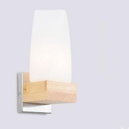 シンプルさ 北欧 木製アート リビングルーム 廊下 バルコニー ガラス 木製 壁掛けランプ 寝室 ベッドの頭