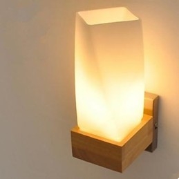 シンプルさ 北欧 木製アート リビングルーム 廊下 バルコニー ガラス 木製 壁掛けランプ 寝室 ベッドの頭