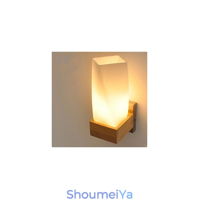 シンプルさ 北欧 木製アート リビングルーム 廊下 バルコニー ガラス 木製 壁掛けランプ 寝室 ベッドの頭