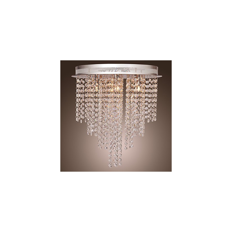 モダンコンテンポラリークリスタルミニスタイル電気メッキメタルフラッシュマウント