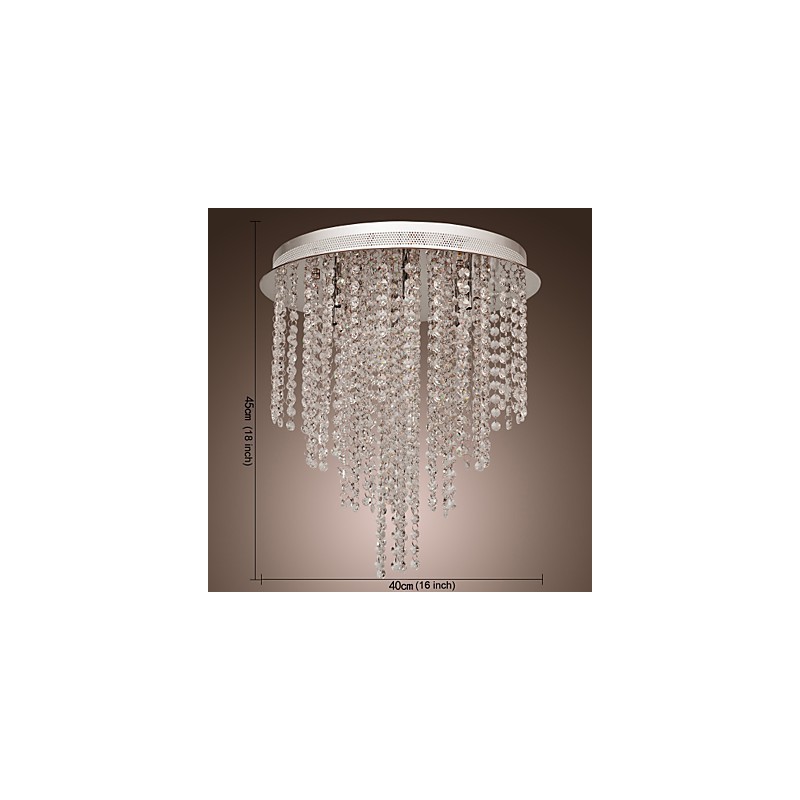 モダンコンテンポラリークリスタルミニスタイル電気メッキメタルフラッシュマウント