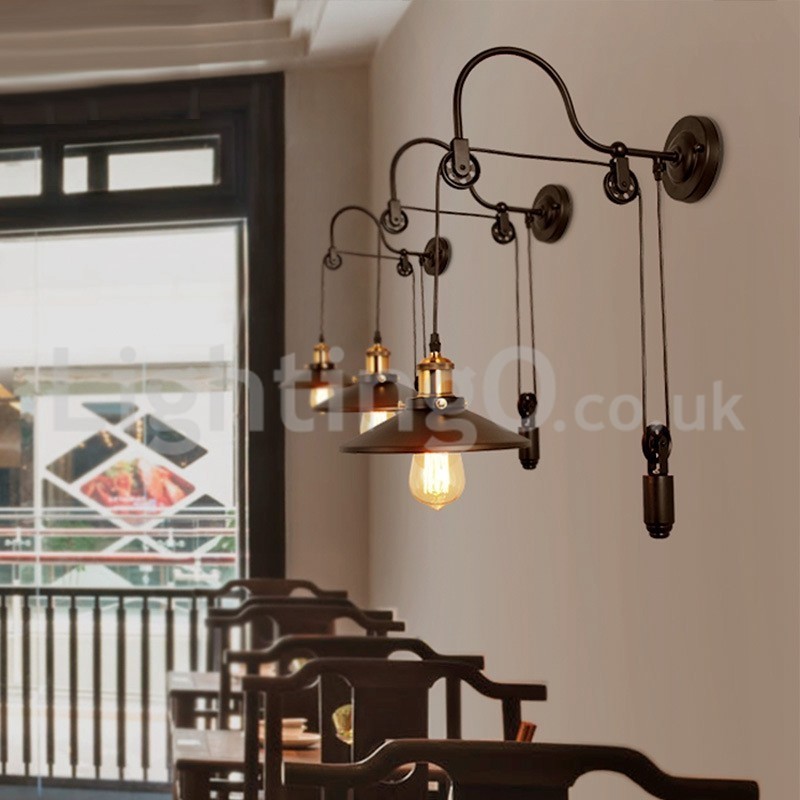 レトロなフラッシュマウント壁ライト通路バーカフェ寝室書斎ロフトプーリー壁ランプ