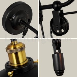 レトロなフラッシュマウント壁ライト通路バーカフェ寝室書斎ロフトプーリー壁ランプ