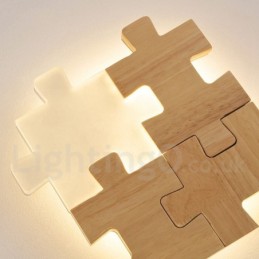 アクリルシェード付き木製壁取り付け用燭台 モダンで現代的な木製竹製壁ライト