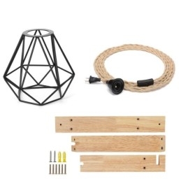 アメリカンレトロ壁取り付け用燭台 2.5M 麻ロープ吊り下げワイヤー ブラックアイアン塗装ランプシェード