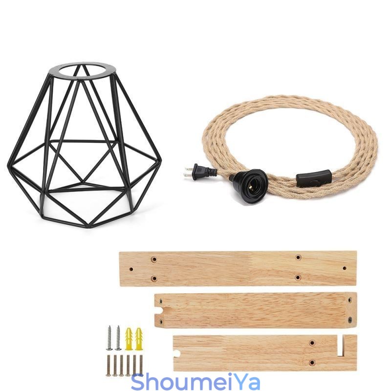 アメリカンレトロ壁取り付け用燭台 2.5M 麻ロープ吊り下げワイヤー ブラックアイアン塗装ランプシェード