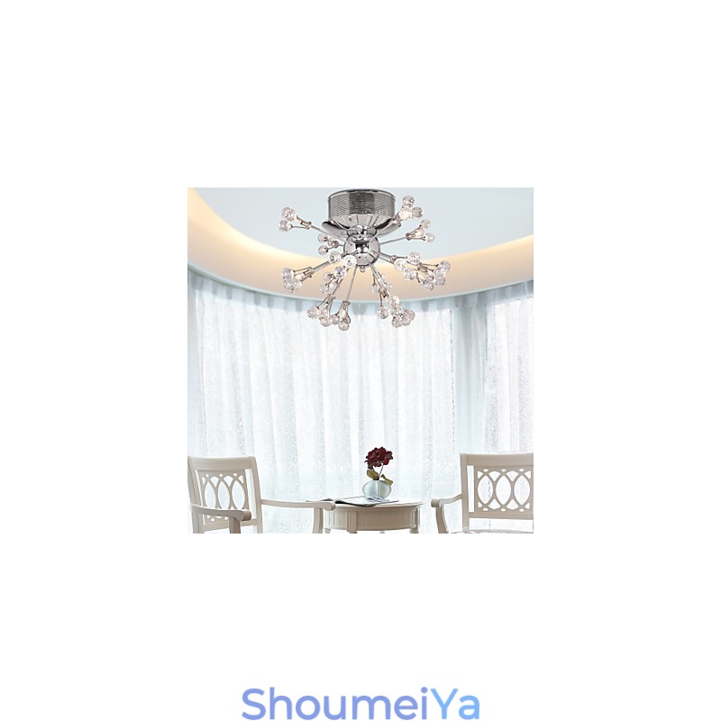 モダンコンテンポラリークリスタルクロームメタルフラッシュマウント