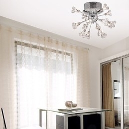 モダンコンテンポラリークリスタルクロームメタルフラッシュマウント