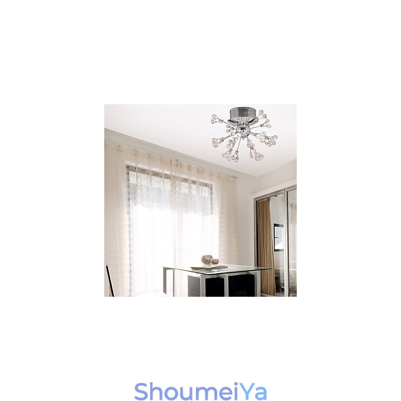 モダンコンテンポラリークリスタルクロームメタルフラッシュマウント