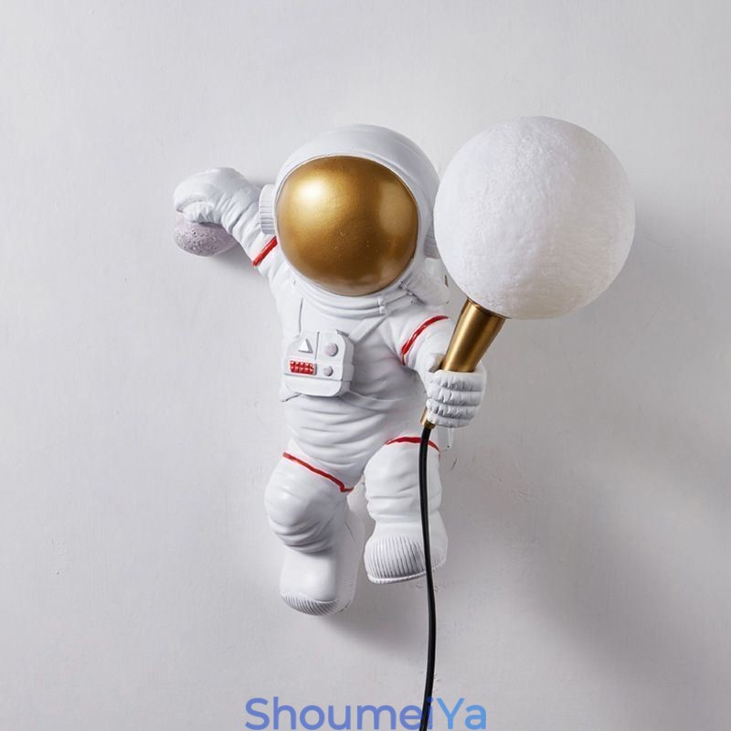モダンな壁取り付け用燭台 クリエイティブな宇宙飛行士樹脂製壁ライト 子供用