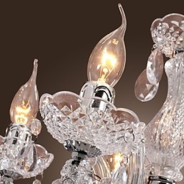 アップライトクローム天井ランプキャンドルライトアクリル器具シャンデリアペンダント
