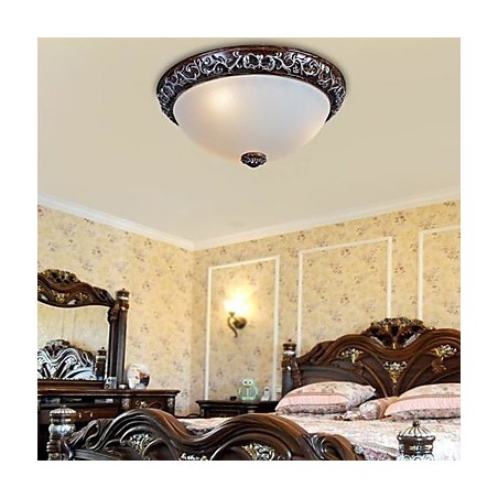 フラッシュマウントライトガラス樹脂シルバー彫刻ヨーロピアンクラシック