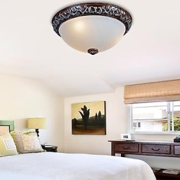 フラッシュマウントライトガラス樹脂シルバー彫刻ヨーロピアンクラシック