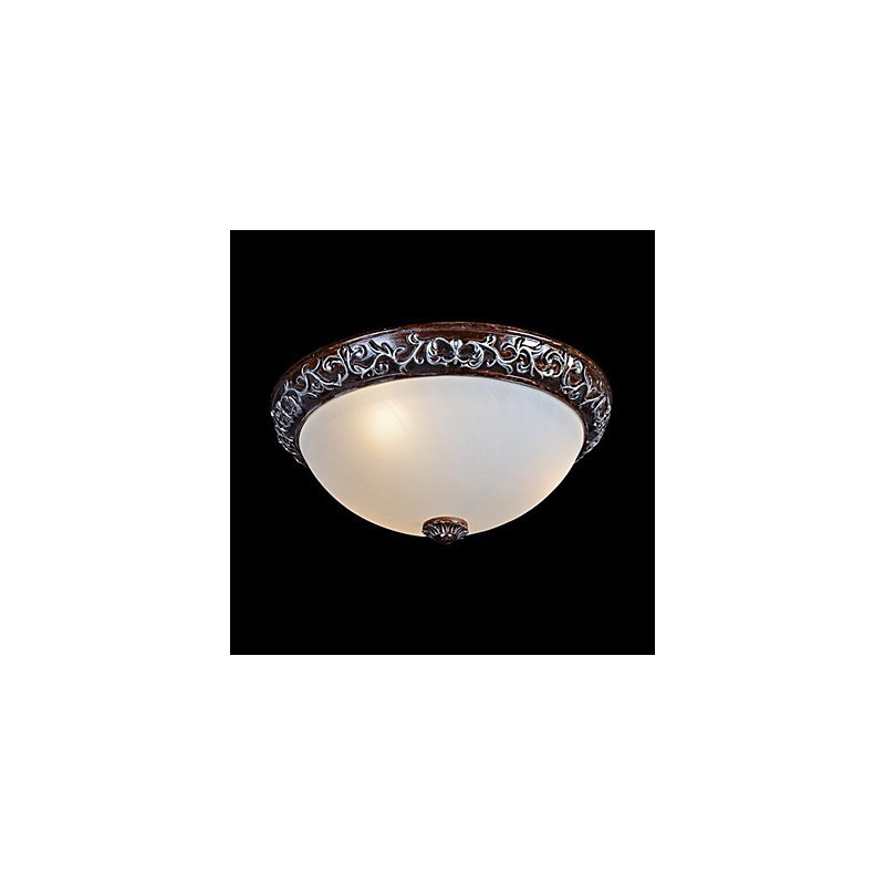 フラッシュマウントライトガラス樹脂シルバー彫刻ヨーロピアンクラシック