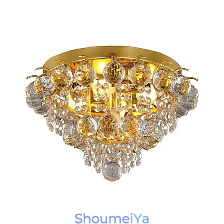 モダンなクリスタル フラッシュマウント 5 ライト付き