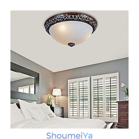 フラッシュマウントライトガラス樹脂シルバー彫刻ヨーロピアンクラシック