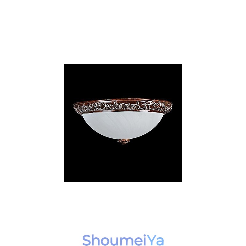 フラッシュマウントライトガラス樹脂シルバー彫刻ヨーロピアンクラシック