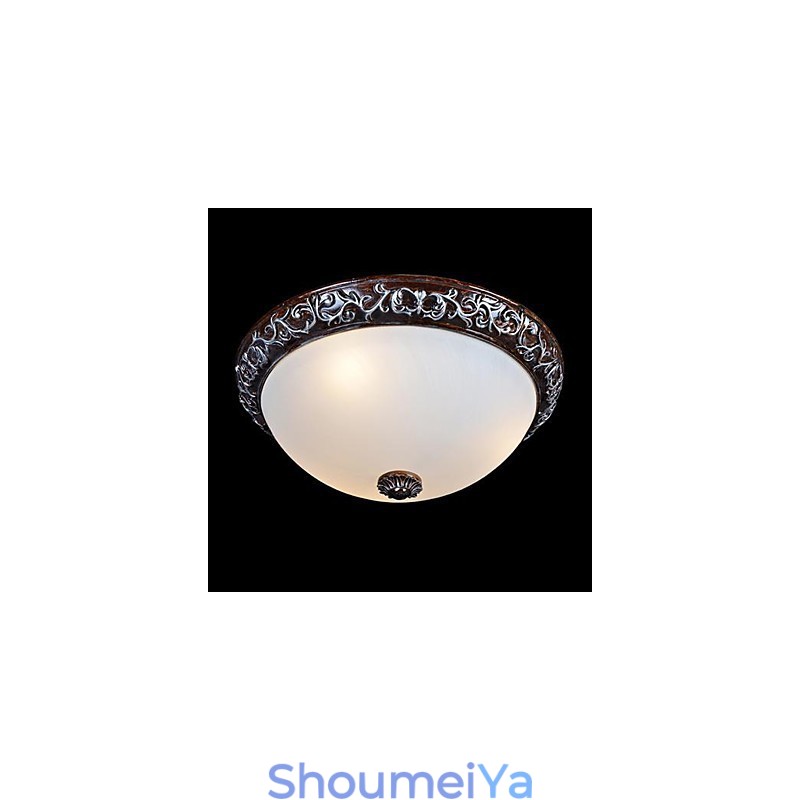 フラッシュマウントライトガラス樹脂シルバー彫刻ヨーロピアンクラシック