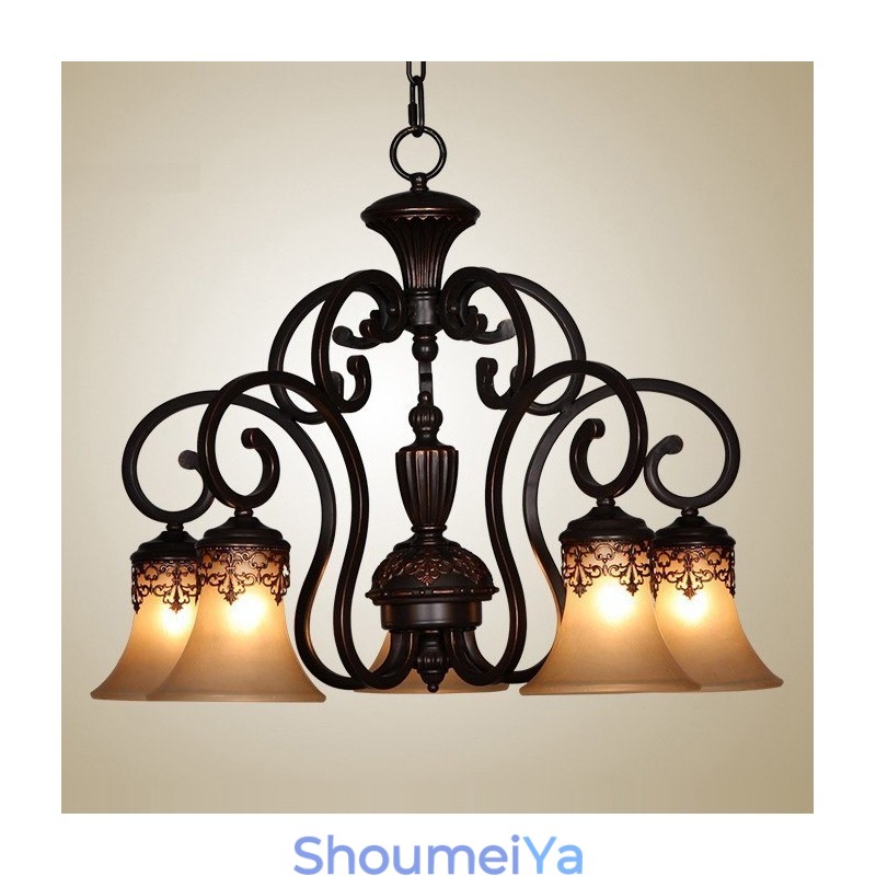 ヴィンテージ カントリー アイランド ペインティング メタル シャンデリア フラッシュマウント