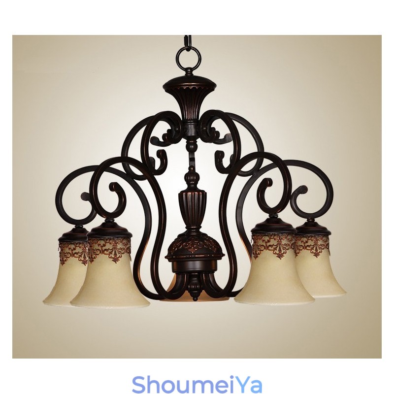 ヴィンテージ カントリー アイランド ペインティング メタル シャンデリア フラッシュマウント