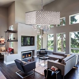 モダンコンテンポラリードラムクリスタルペインティングメタルシャンデリア