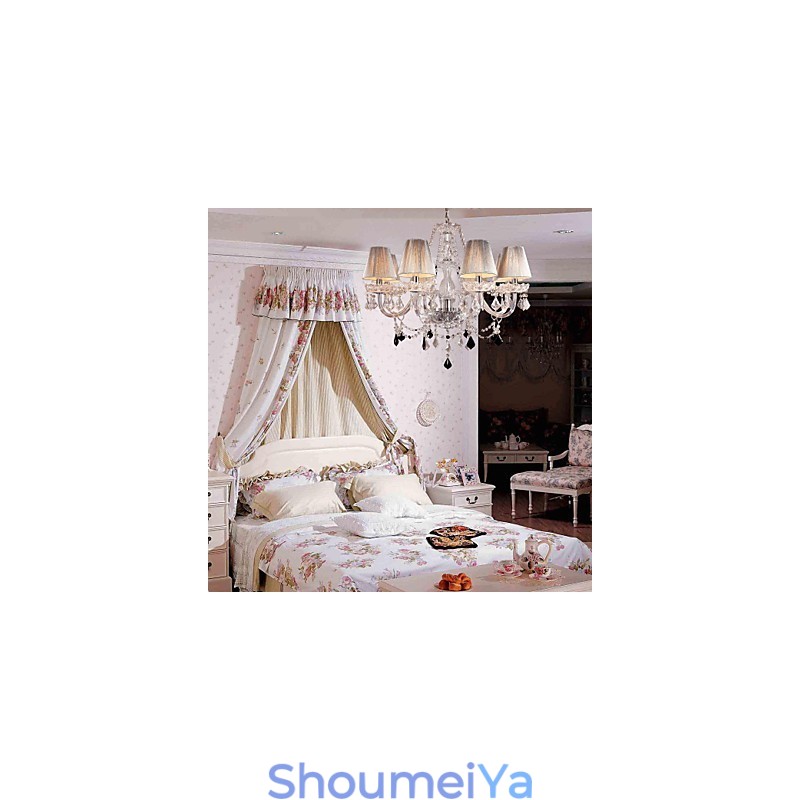 シャンデリア クリスタル ラグジュアリー モダン リビング 8 ライト ファブリックシェード付き