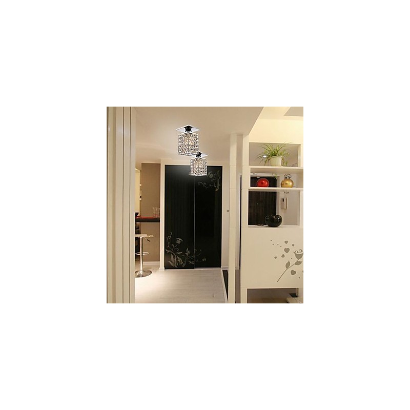 モダンコンテンポラリークリスタル電気メッキメタルフラッシュマウント