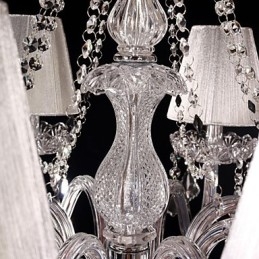 シャンデリア クリスタル ラグジュアリー モダン リビング 8 ライト ファブリックシェード付き