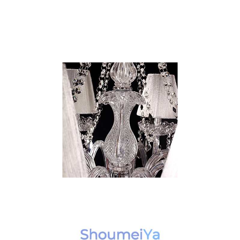 シャンデリア クリスタル ラグジュアリー モダン リビング 8 ライト ファブリックシェード付き