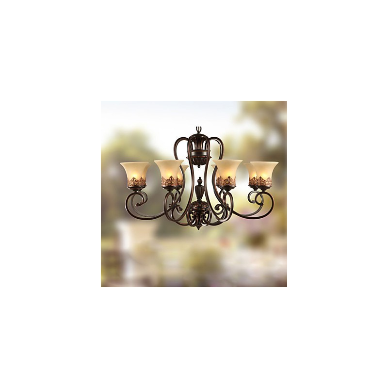 シャンデリア ペンダントライト 8灯 ヴィンテージ カントリー アイランド メタル+ガラス