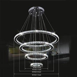 クリスタルペンダントライト 天井照明 クリアクリスタル ラウンド 4リング 40CM 60CM 80CM ソース器具