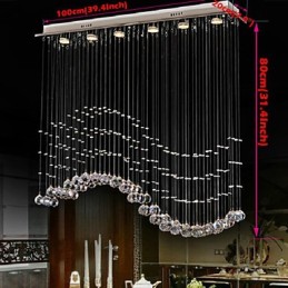 ペンダントライト 6灯 モダン シルバー キャンポイ 透明クリスタル ウェーブ 天井照明器具