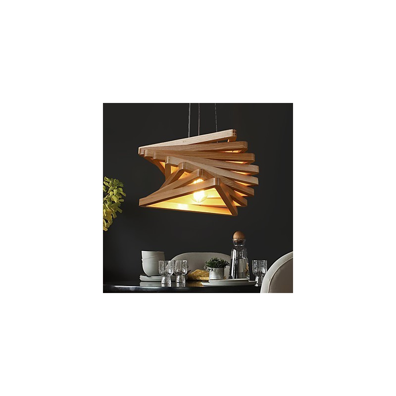 1伝統的なクラシックカントリーミニスタイル絵画木製竹ペンダントライト