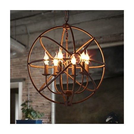 座るライト 北欧 カントリー 錬鉄製 アメリカン レトロ キャンドル シャンデリア ブラック シャンデリア