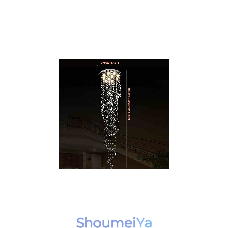 モダン クリスタル ペンダント ライト シャンデリア 照明ランプ 器具 シングル スパイラル D70CM H250CM