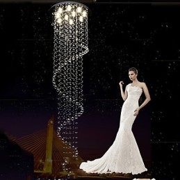 モダン クリスタル ペンダント ライト シャンデリア 照明ランプ 器具 シングル スパイラル D70CM H250CM