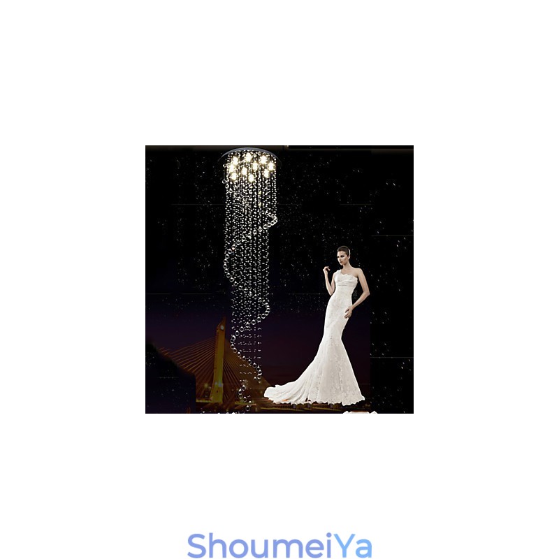 モダン クリスタル ペンダント ライト シャンデリア 照明ランプ 器具 シングル スパイラル D70CM H250CM