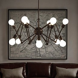 アメリカンロフト ブラックライト アイアンスパイダーシャンデリア 12ヘッド